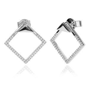 Square Cube Earrings with Triangle Studs